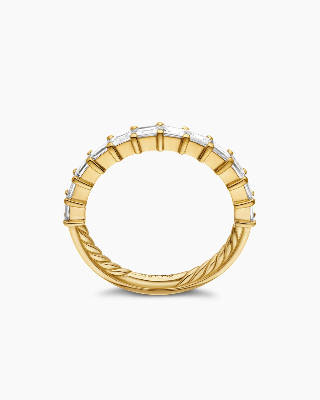 DY Eden Partway Band Ring in 18K Yellow Gold with Baguette Diamonds, 2mm
