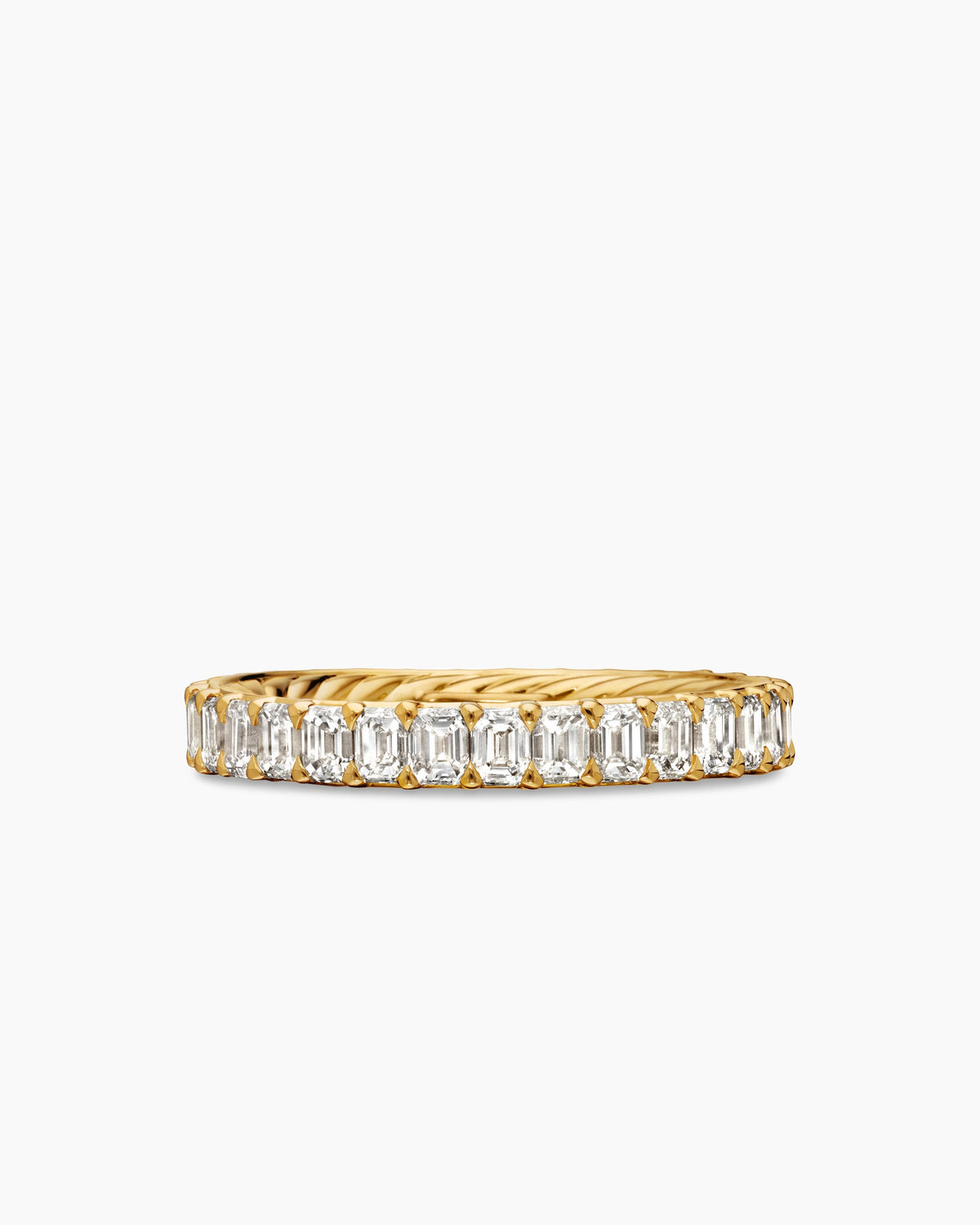 DY Eden Eternity Band Ring in 18K Yellow Gold with Emerald Diamonds, 3.5mm