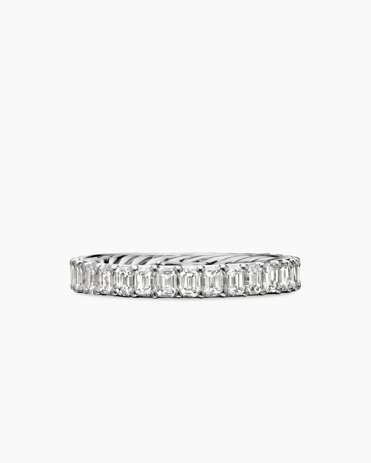 DY Eden Eternity Band Ring in Platinum with Emerald Diamonds, 3.5mm