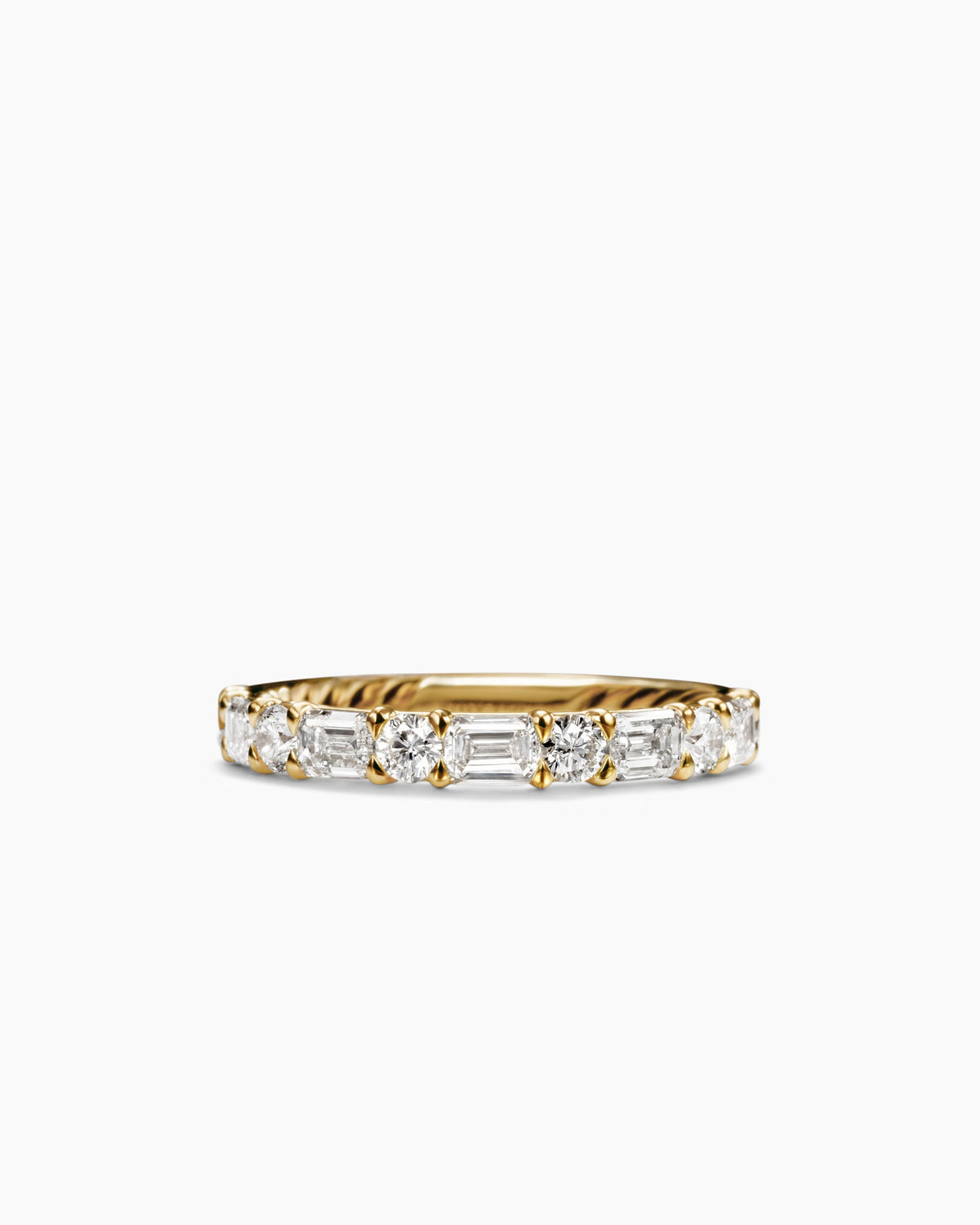 DY Infinity Alternating Band Ring in 18K Yellow Gold with Diamonds, 3.3mm