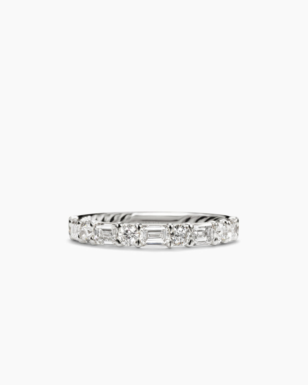 DY Infinity Alternating Band Ring in Platinum with Diamonds, 3.3mm